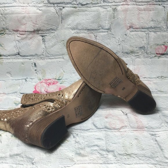 Anthropologie Seychelles Women Sz 8.5 Gold Woven S - Picture 9 of 11